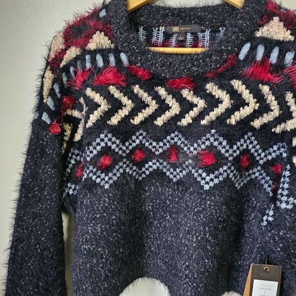 NWT FRYE NORDIC CREW NECK SEMI CROPPED PULLOVER SWEATER - Picture 10 of 15